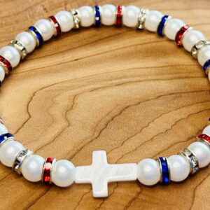 America Pearl Cross Bracelet