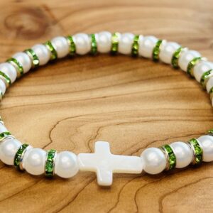 Green Pearl Cross Bracelet