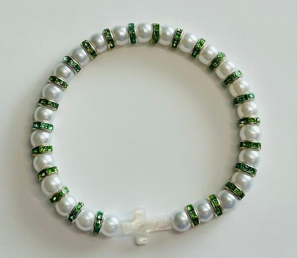 Green Pearl Cross Bracelet - Image 5