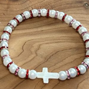 Valentine Pearl Cross Bracelet