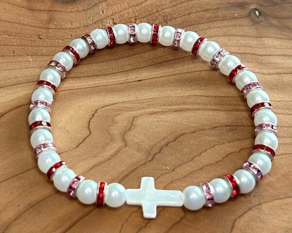 Valentine Pearl Cross Bracelet
