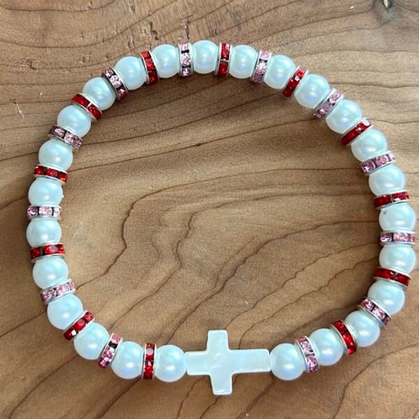 Valentine Pearl Cross Bracelet - Image 4