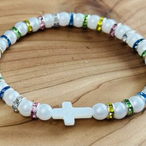 Easter Pearl Cross Bracelet
