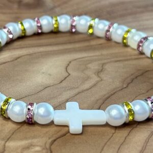 Springtime Pearl Cross Bracelet