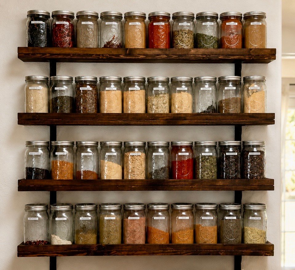 Mason Jar Spice Wall