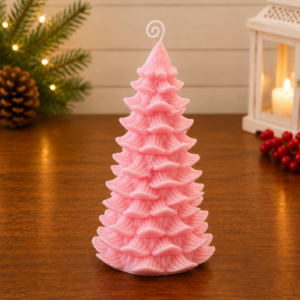 Pink Christmas Tree Candle