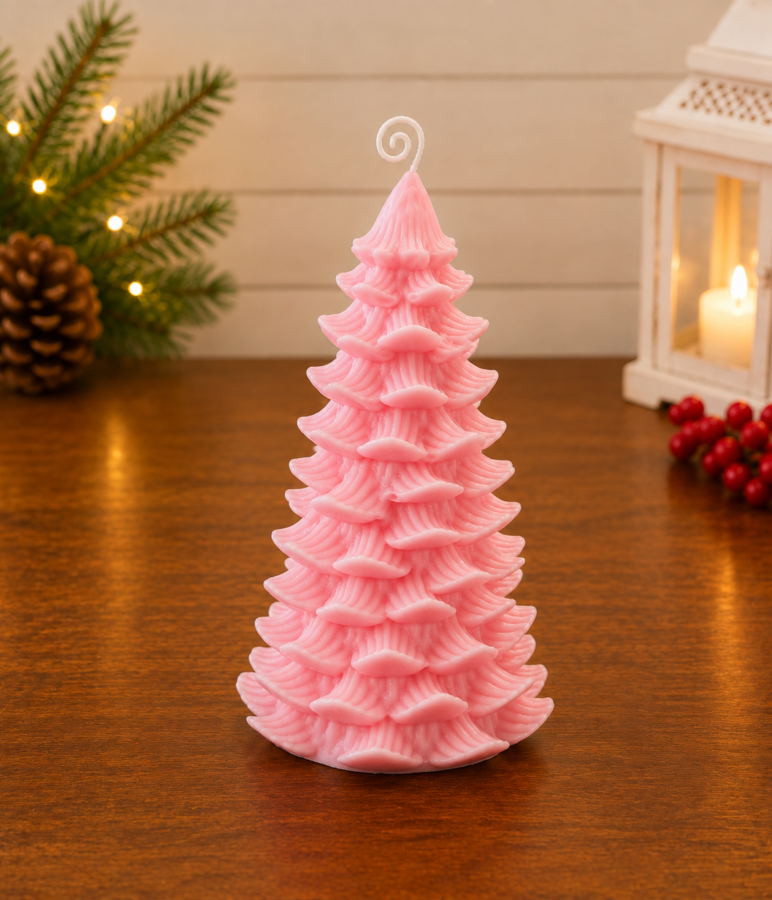 Pink Christmas Tree Candle