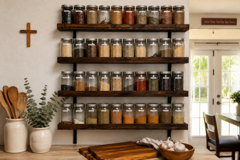 How to Build a Mason Jar Spice Wall for Your Kitchen
