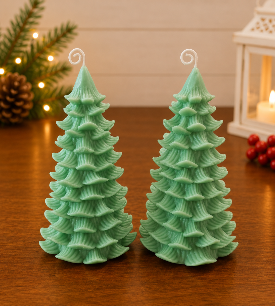 Green Christmas Tree Candles