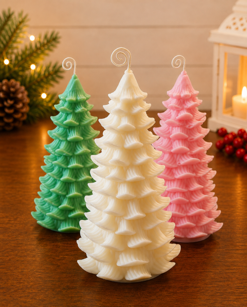 Green Christmas Tree Candles - Image 2